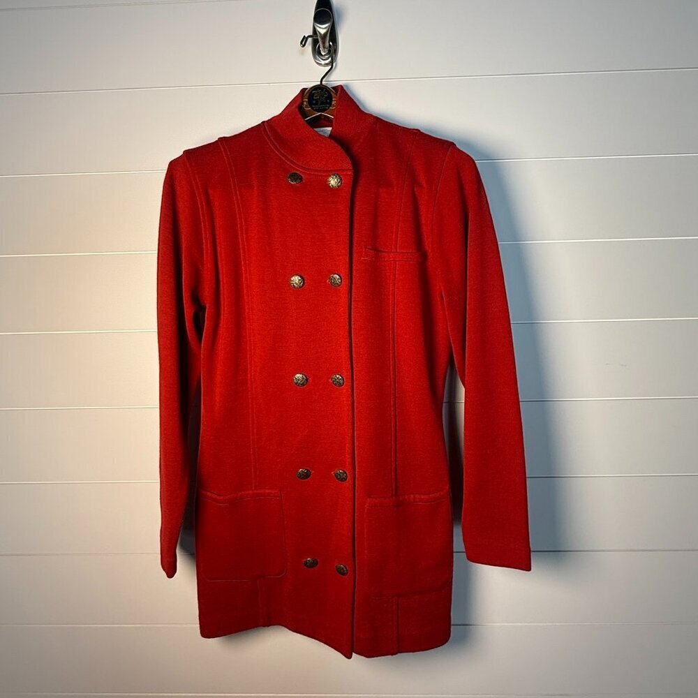DONCASTER Red Sweater Cardigan- Double Button Front- Size Small
